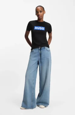 Slim-fit T-shirt in cotton with logo print