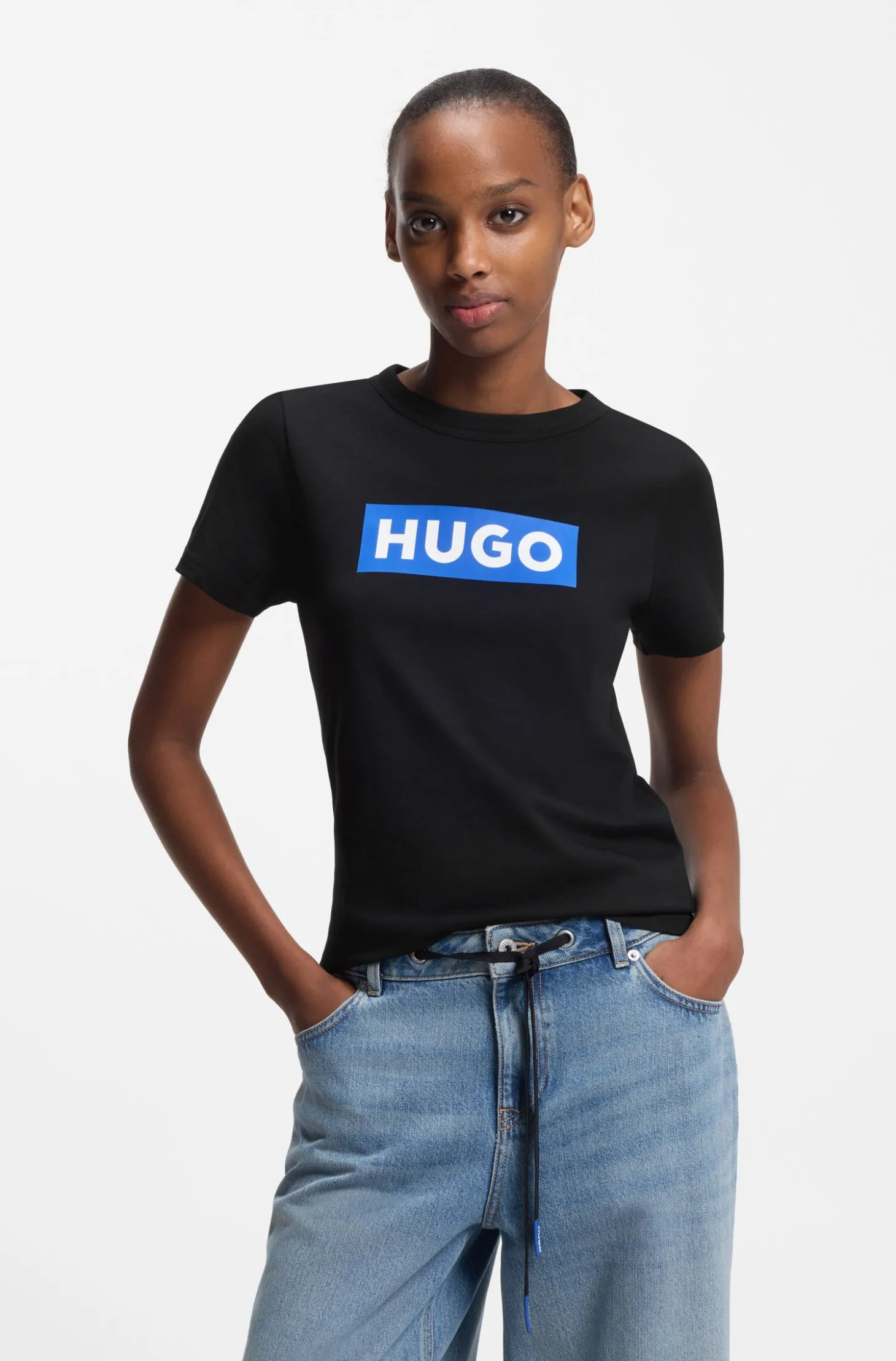 Slim-fit T-shirt in cotton with logo print