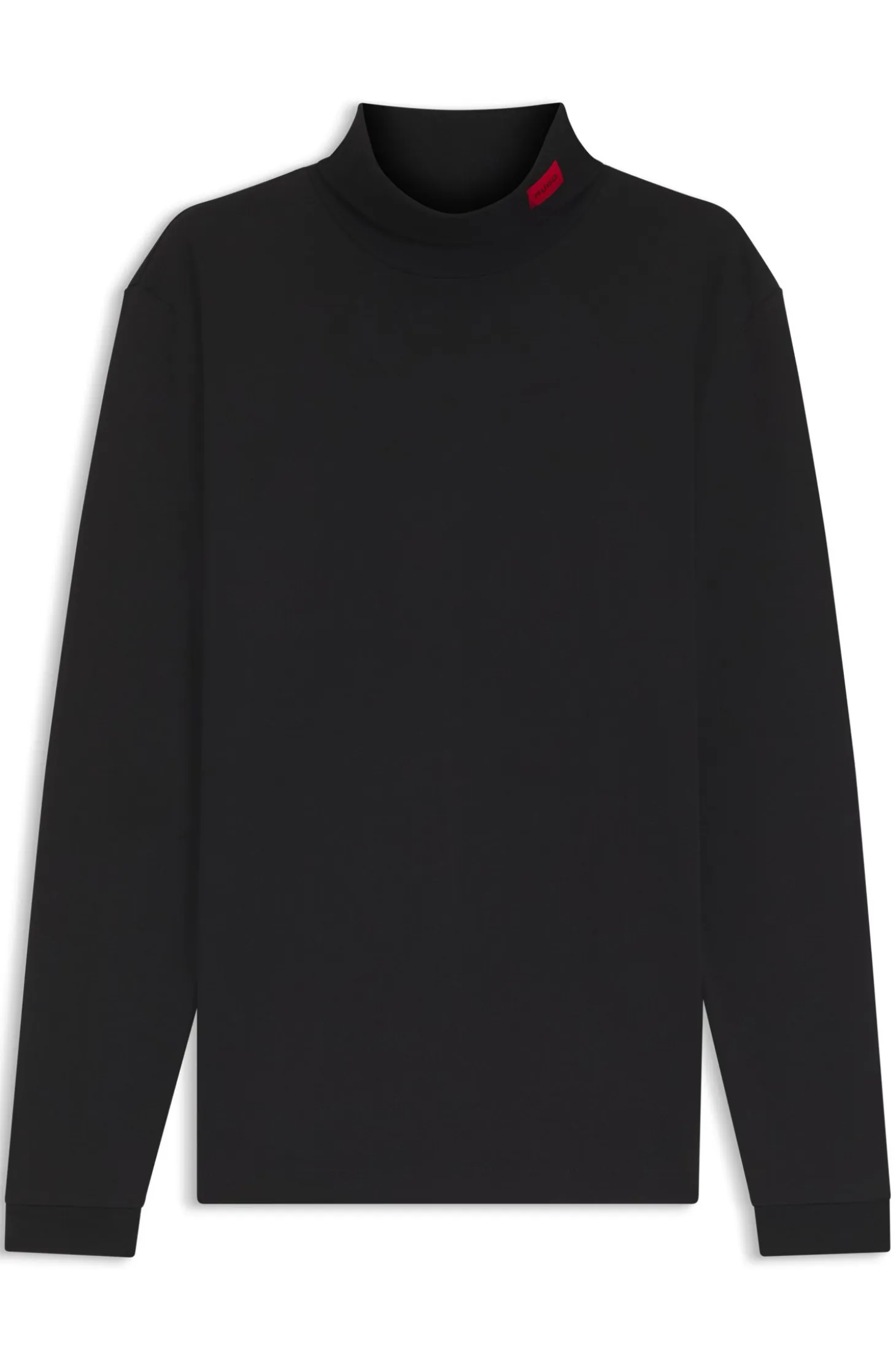 Slim-fit T-shirt in cotton with logo mock neckline