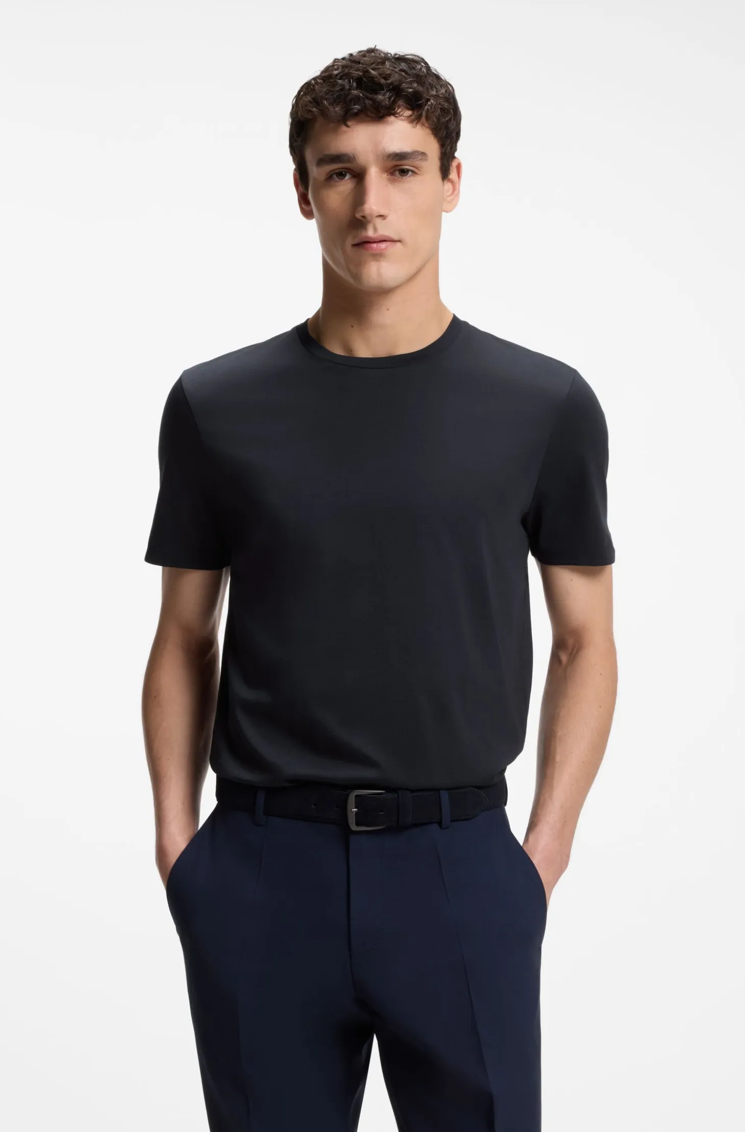 Slim-fit T-shirt in mercerised cotton