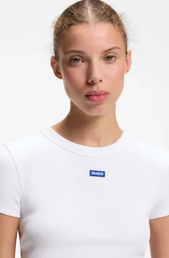 Slim-fit T-shirt in ribbed stretch cotton with logo