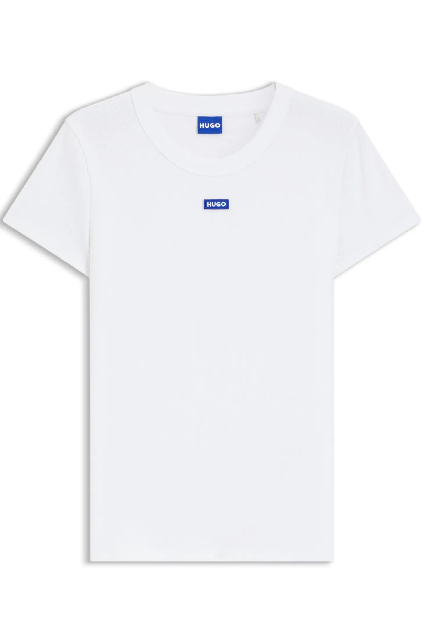 Slim-fit T-shirt in ribbed stretch cotton with logo