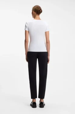 Slim-fit T-shirt in ribbed stretch cotton with logo