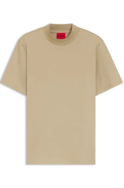 Slim-fit T-shirt in stretch cotton with stand collar