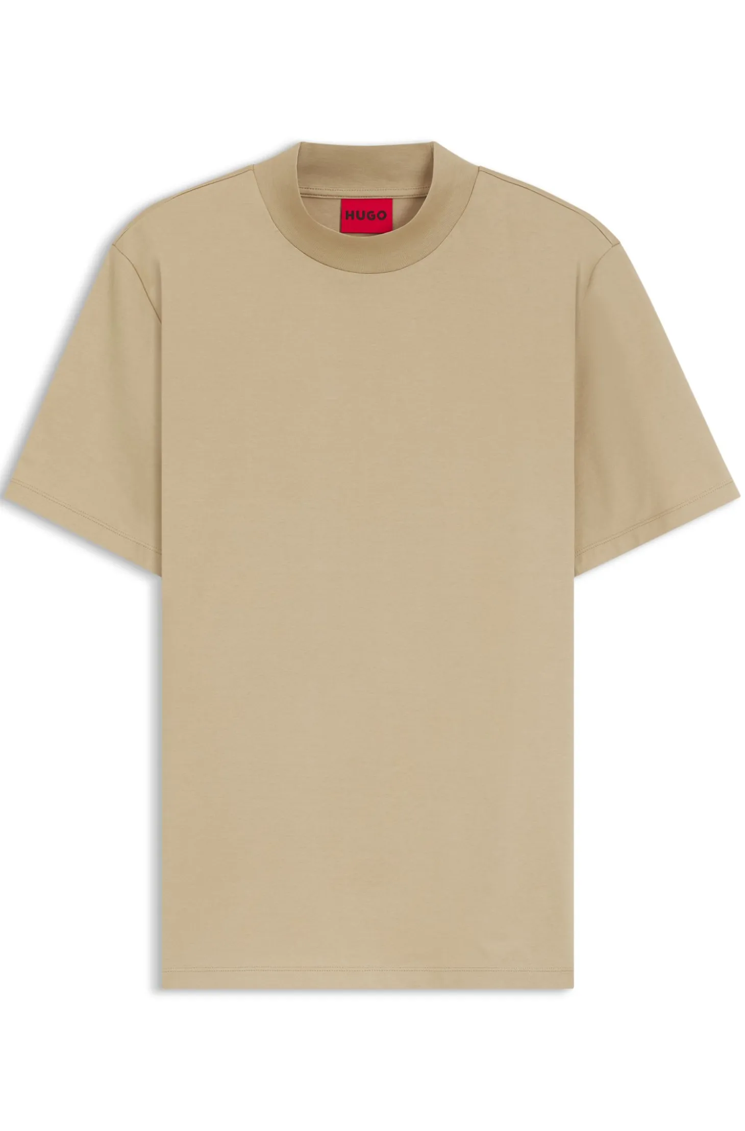 Slim-fit T-shirt in stretch cotton with stand collar