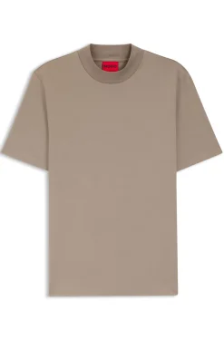 Slim-fit T-shirt in stretch cotton with stand collar