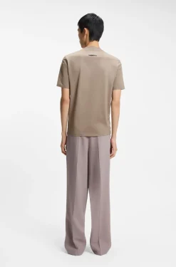 Slim-fit T-shirt in stretch cotton with stand collar