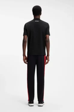 Slim-fit T-shirt in stretch cotton with stand collar