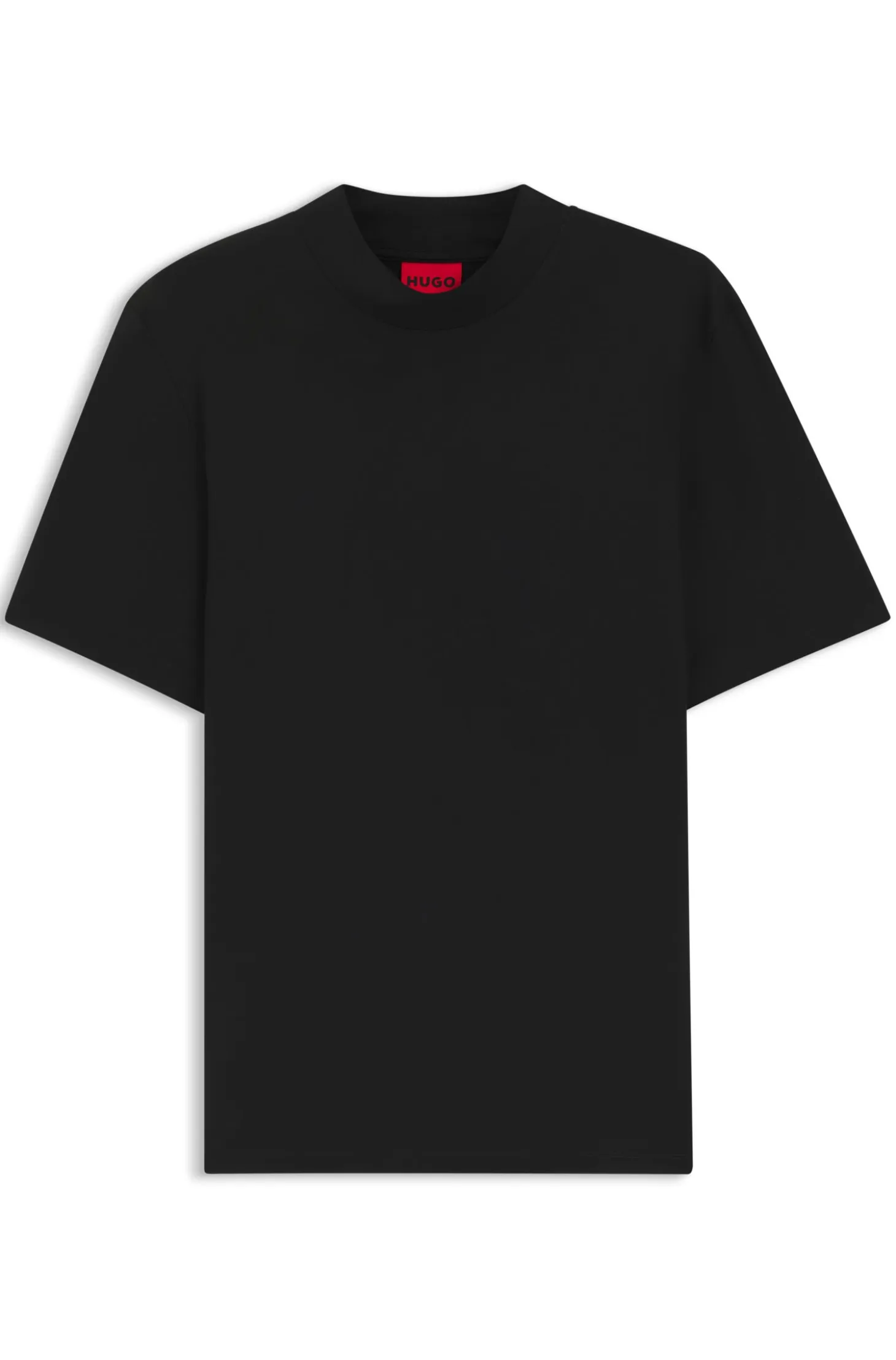 Slim-fit T-shirt in stretch cotton with stand collar