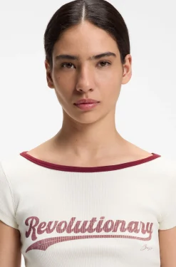 Slim-fit T-shirt in stretch cotton with slogan print