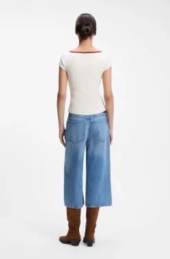 Slim-fit T-shirt in stretch cotton with slogan print