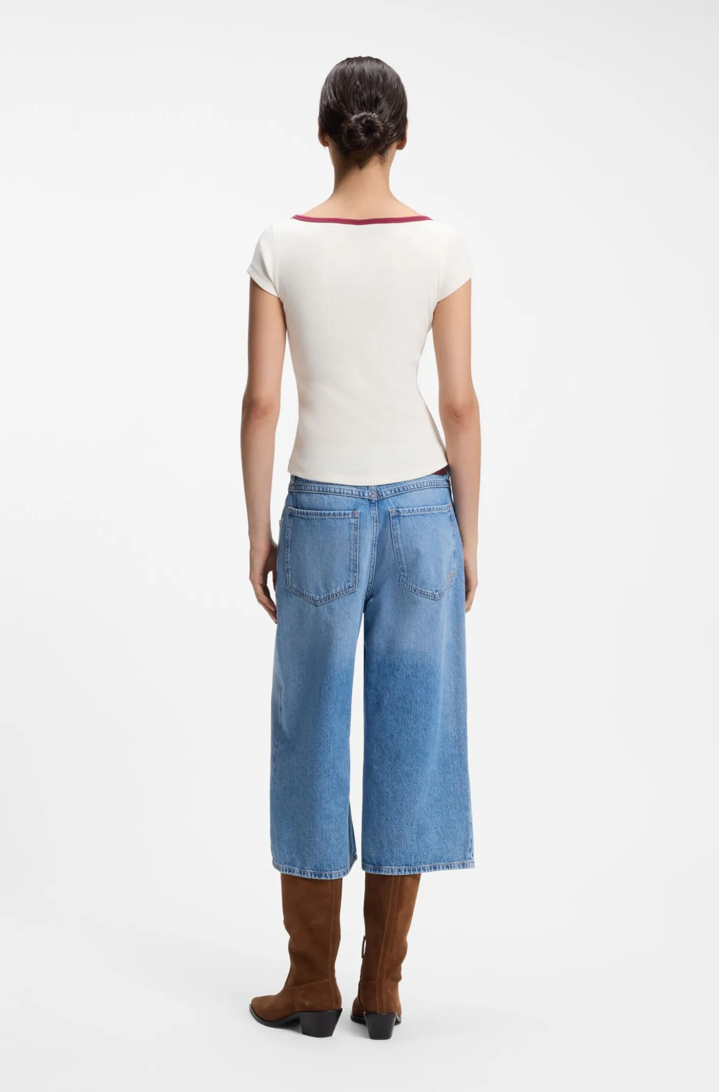 Slim-fit T-shirt in stretch cotton with slogan print