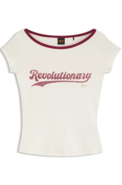 Slim-fit T-shirt in stretch cotton with slogan print