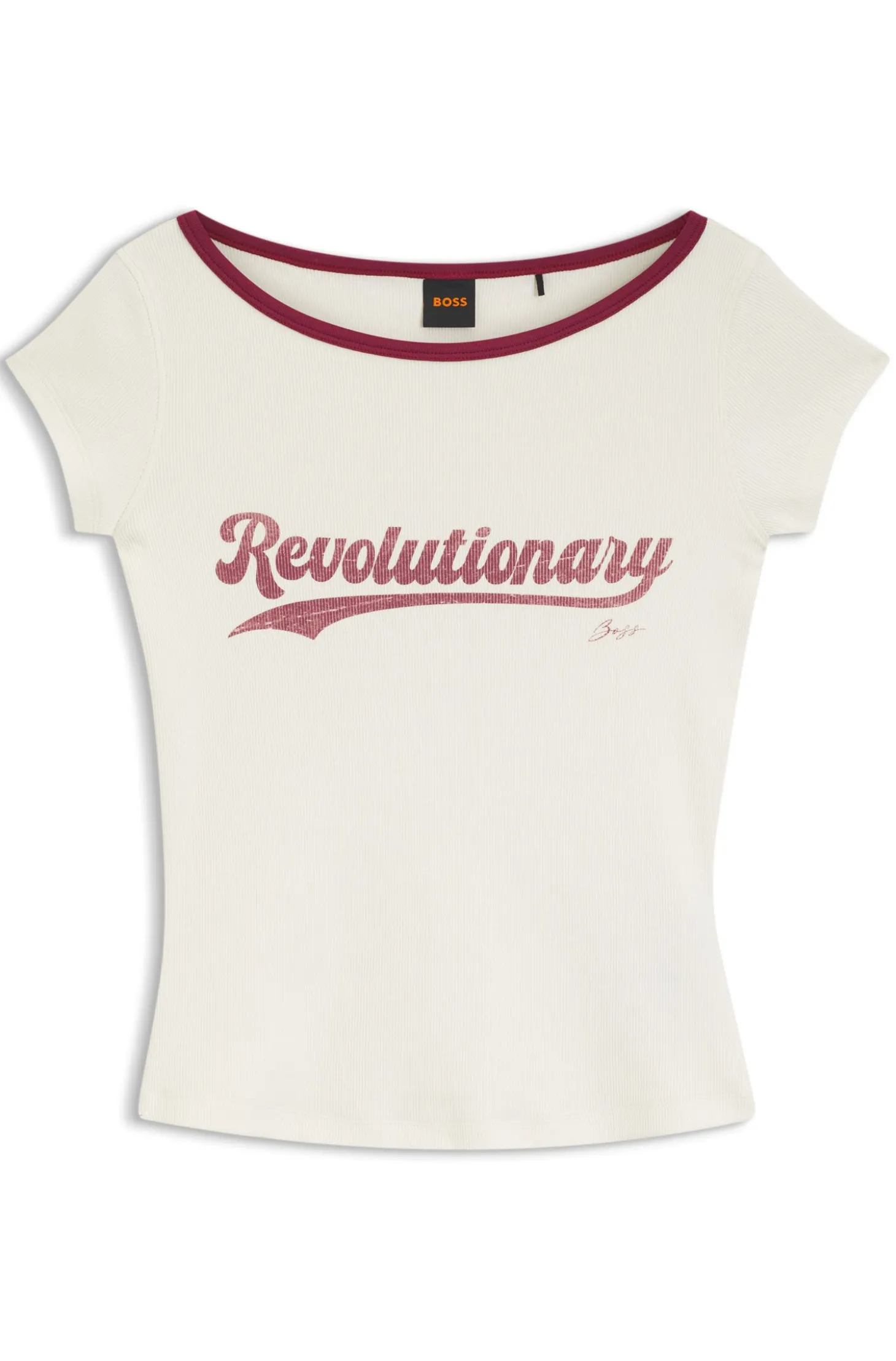 Slim-fit T-shirt in stretch cotton with slogan print