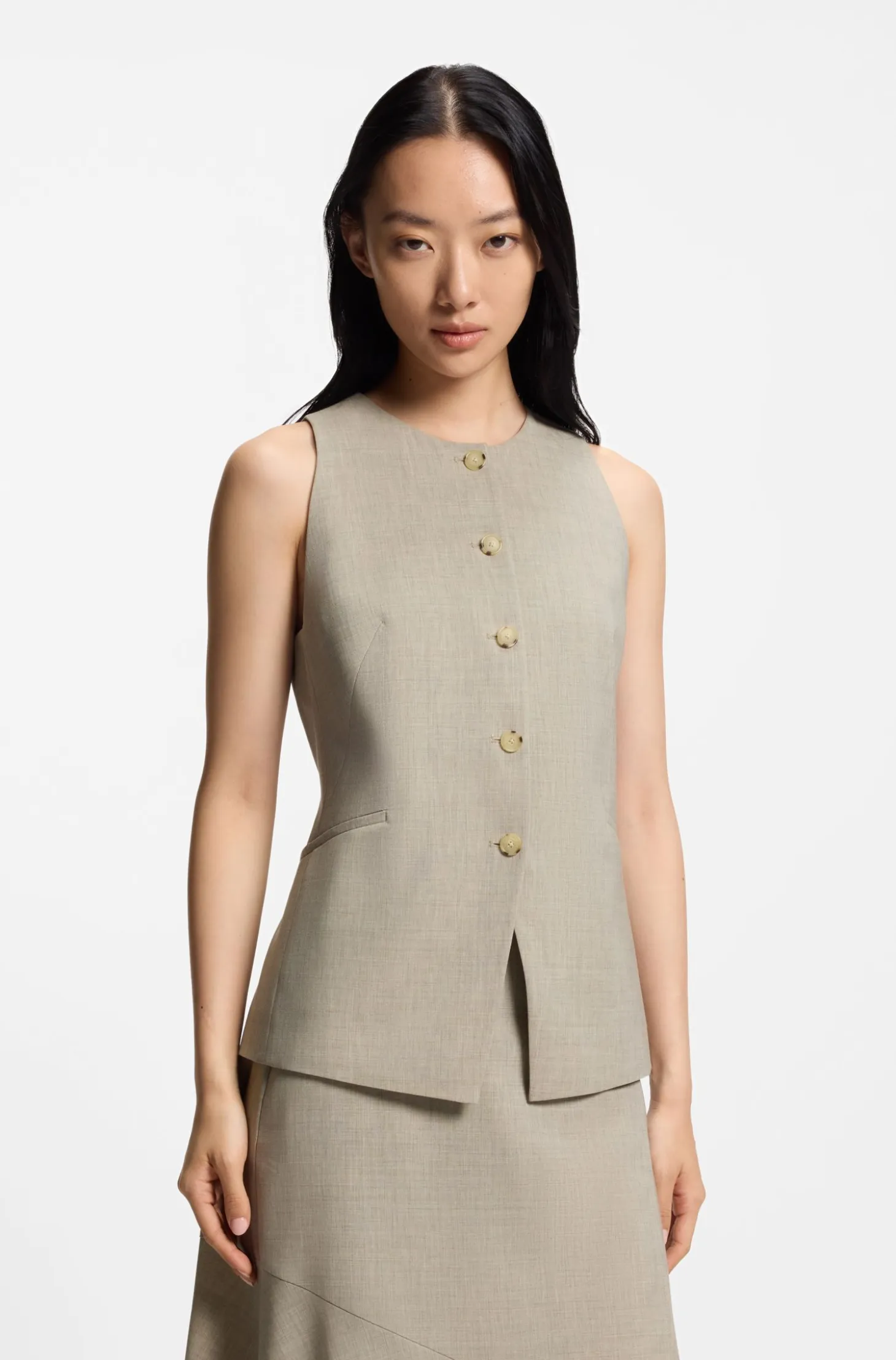 Slim-fit waistcoat in virgin wool
