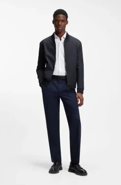 Slim-fit zip-up jacket in stretch-cotton twill