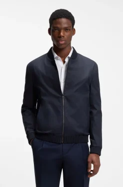 Slim-fit zip-up jacket in stretch-cotton twill