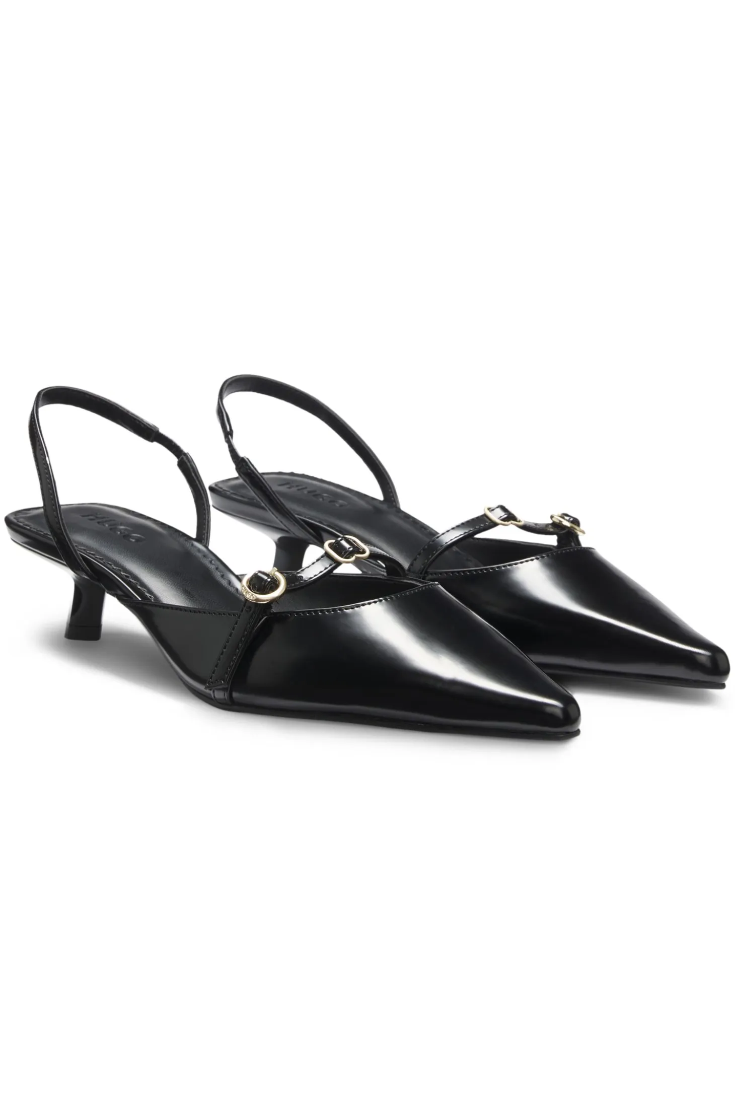 Slingback mules in brush-off leather
