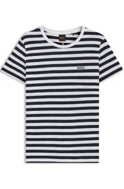 Slub-cotton T-shirt with horizontal stripe
