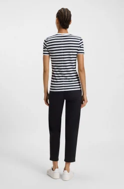 Slub-cotton T-shirt with horizontal stripe
