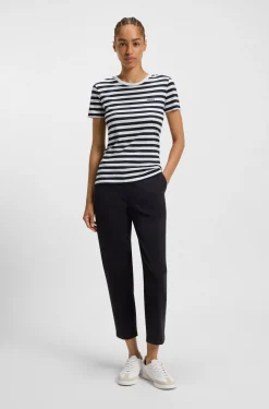 Slub-cotton T-shirt with horizontal stripe