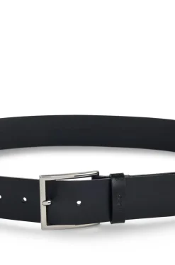 Smooth-leather belt with polished hardware