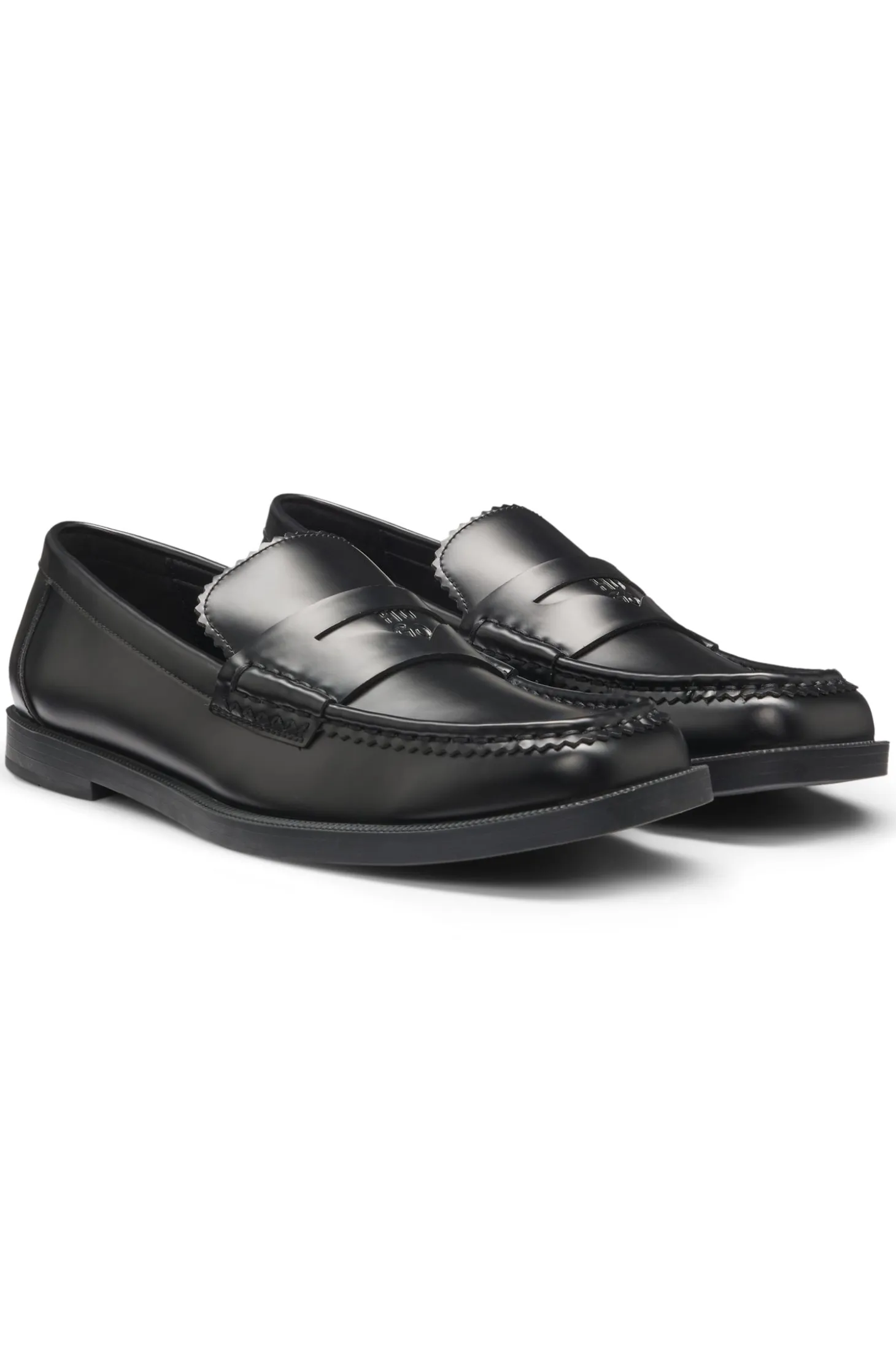 Stacked-logo loafers in faux leather