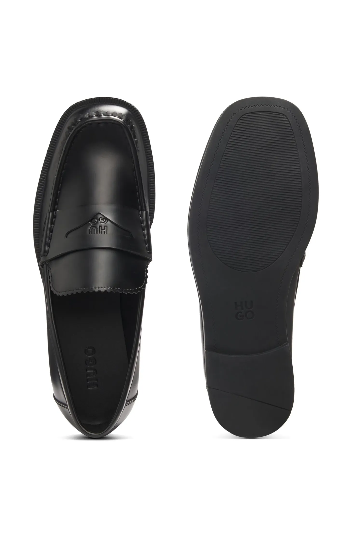 Stacked-logo loafers in faux leather