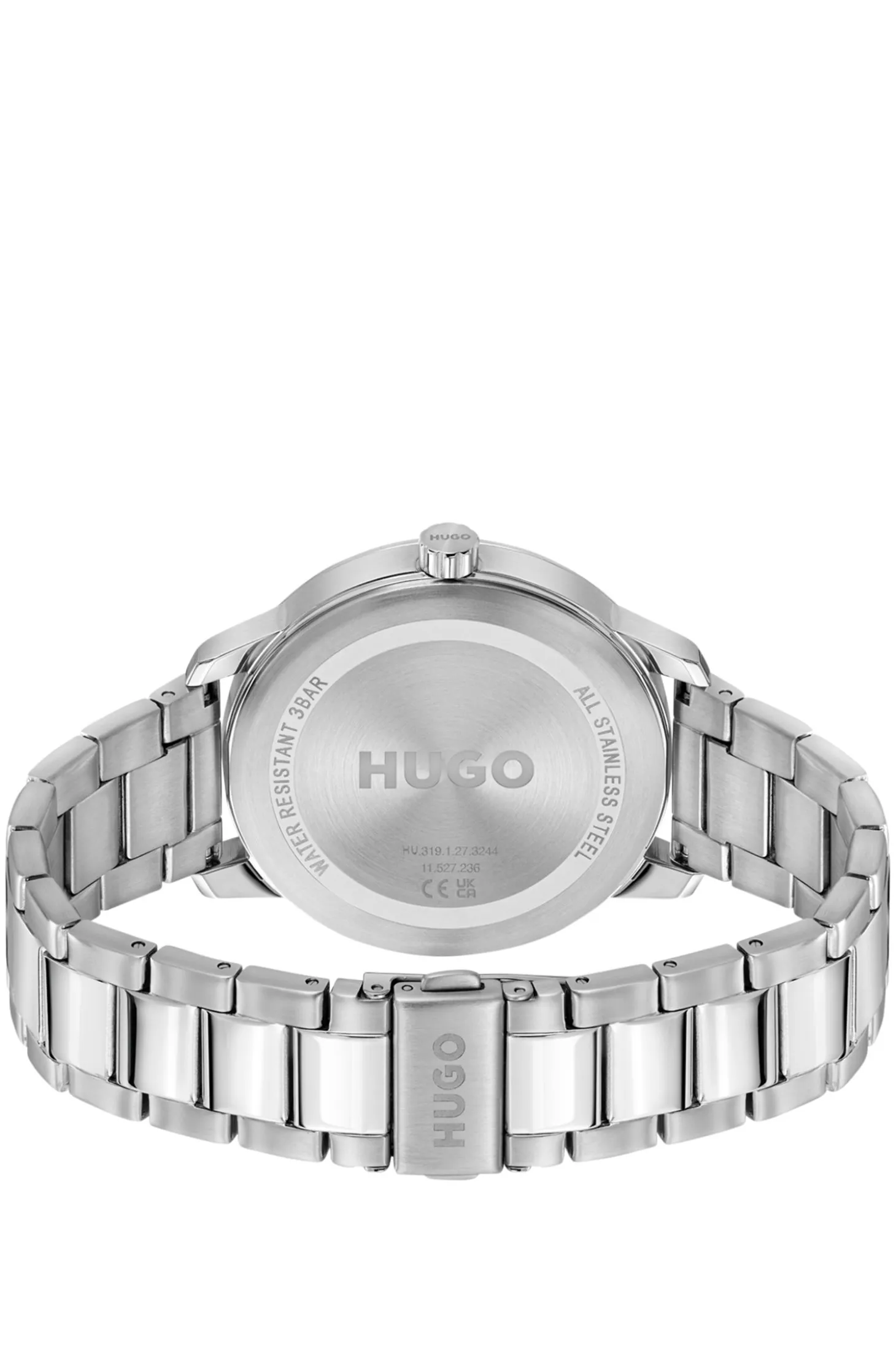 Stainless-steel link-bracelet watch with black dial