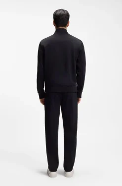 Stand-collar wool-blend sweatshirt with full zip