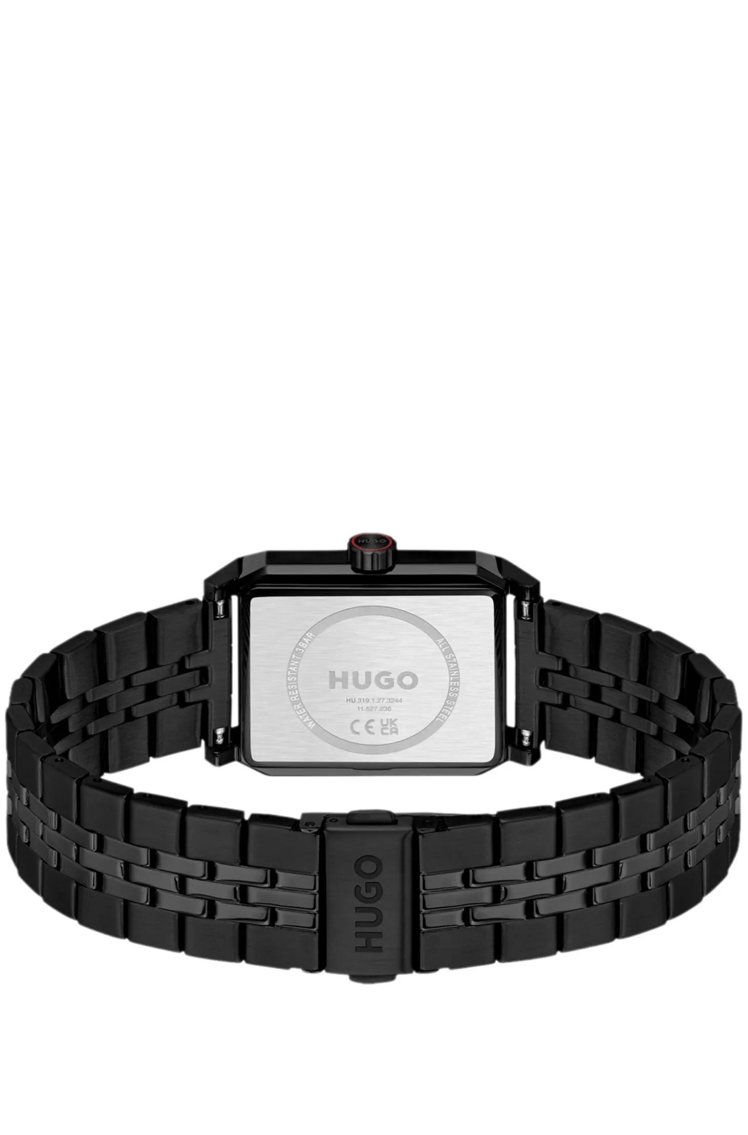 #Steeze rectangular black-plated watch with black dial
