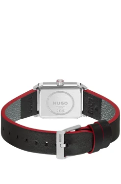 #Steeze rectangular stainless-steel watch with black dial