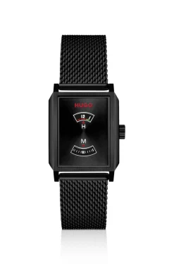 #Steeze Undercover black-plated watch with jump-hour dial