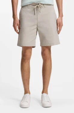 Straight-fit chino shorts in cotton-blend poplin