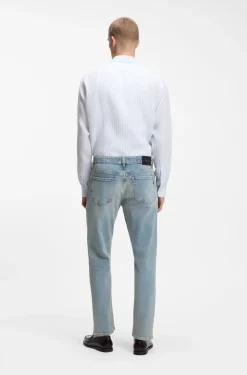 Straight-fit jeans in blue stretch denim