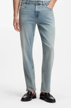 Straight-fit jeans in blue stretch denim