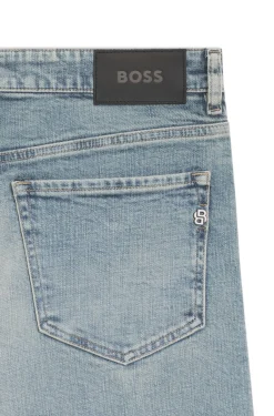 Straight-fit jeans in blue stretch denim