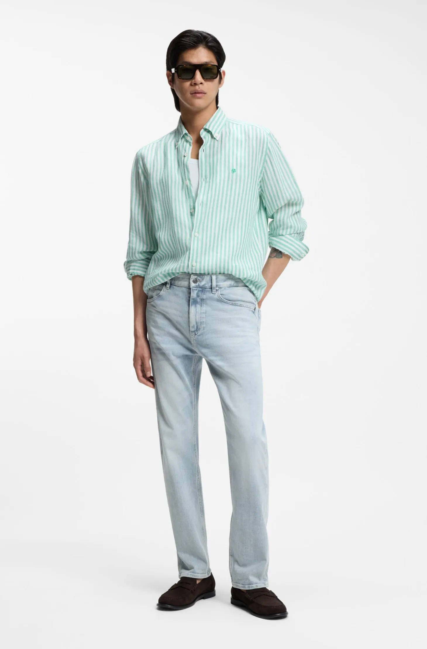 Straight-fit jeans in blue super-soft stretch denim