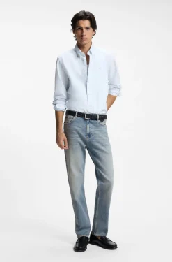 Straight-fit jeans in bright-blue stretch denim