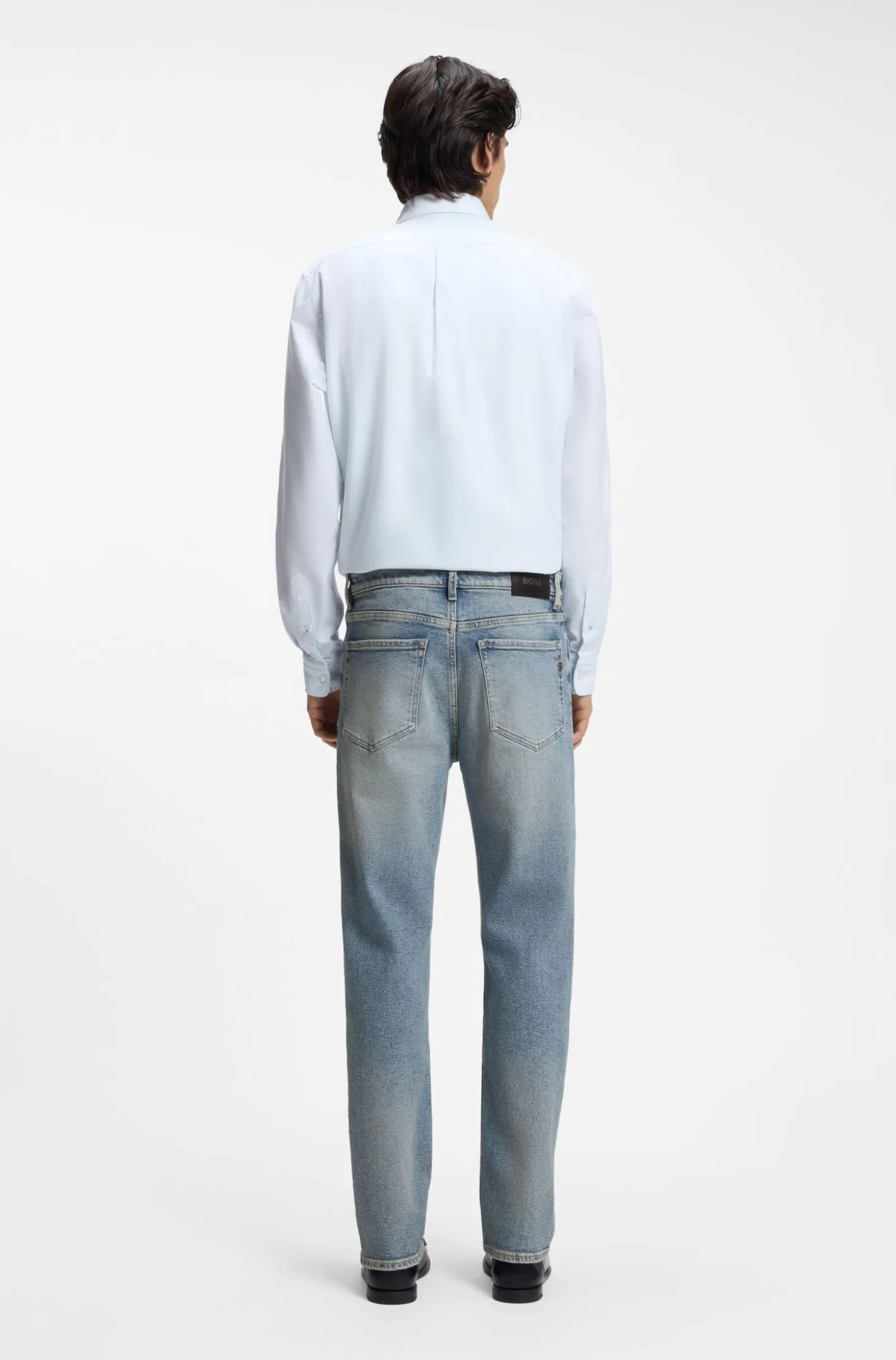 Straight-fit jeans in bright-blue stretch denim