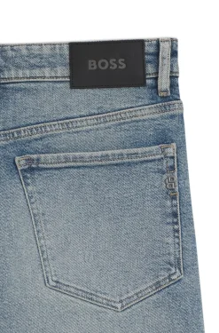Straight-fit jeans in bright-blue stretch denim