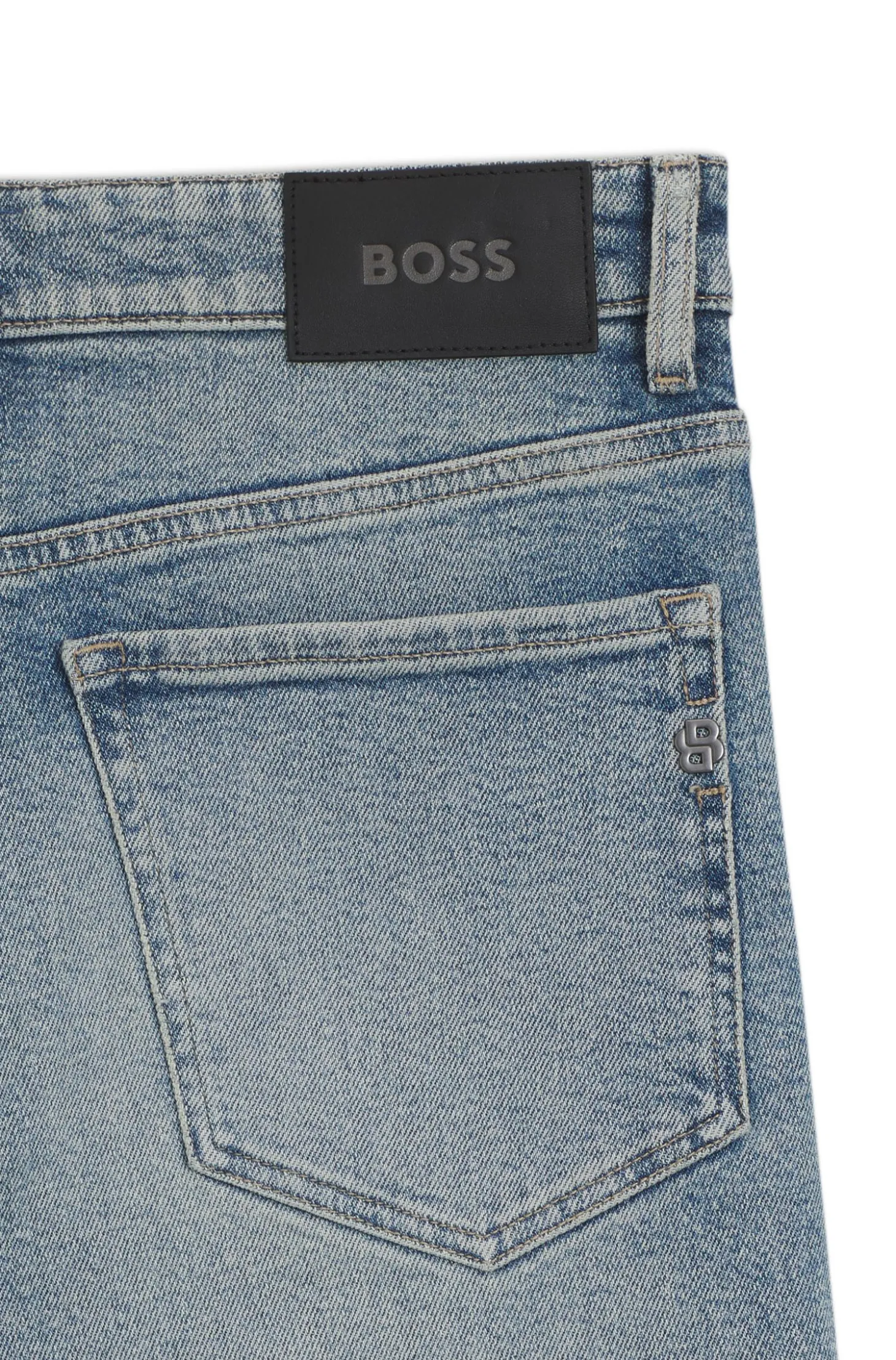 Straight-fit jeans in bright-blue stretch denim