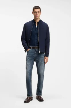 Straight-fit jeans in dark-blue stretch denim