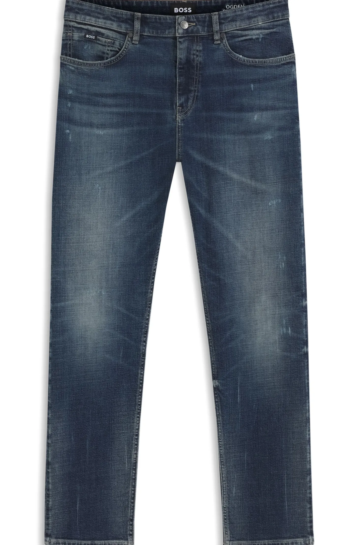 Straight-fit jeans in dark-blue stretch denim