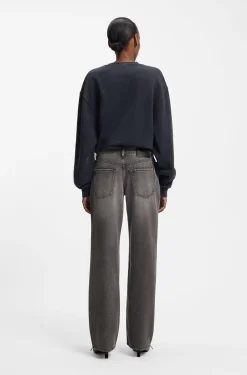 Straight-fit jeans in grey denim with buttoned fly