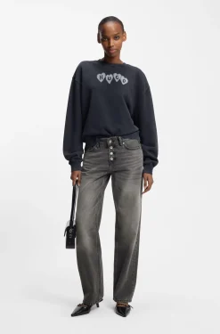 Straight-fit jeans in grey denim with buttoned fly