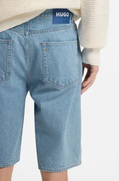 Straight-fit shorts in vintage-blue denim