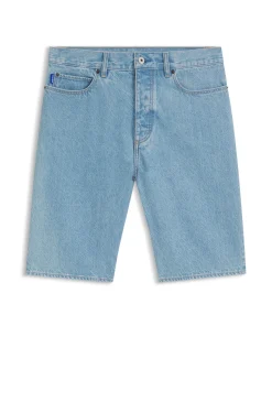 Straight-fit shorts in vintage-blue denim