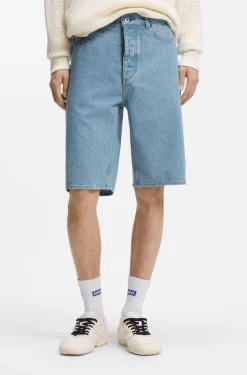 Straight-fit shorts in vintage-blue denim