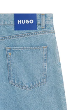 Straight-fit shorts in vintage-blue denim